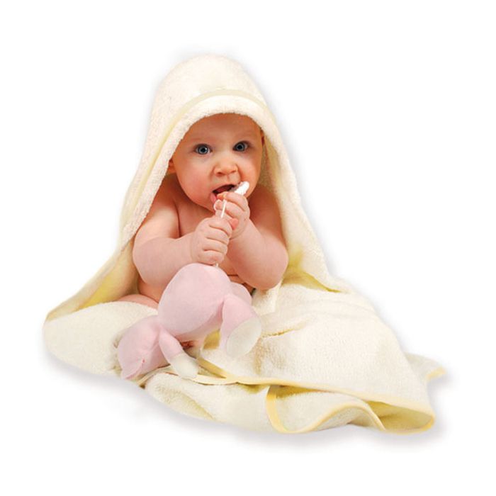 Dvielis mazulim "Animals" ar galvassegu 80x80cm "frotte" balts