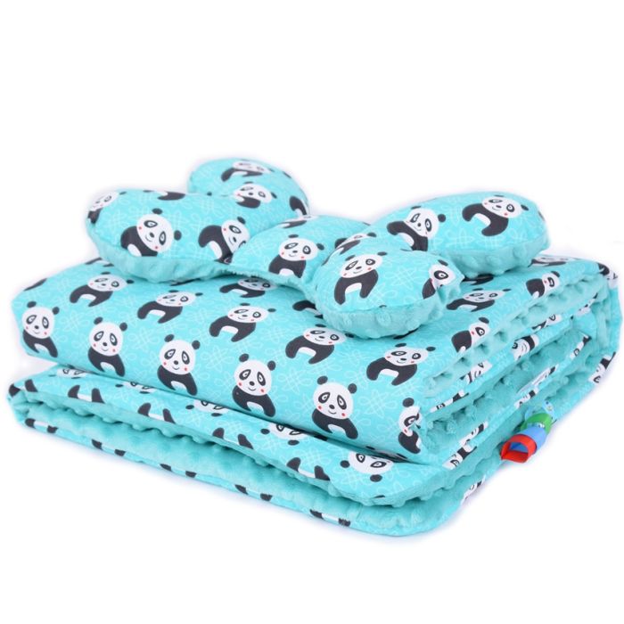 Komplekts "Panda" pleds 100x75cm un spilvens "tauriņš"