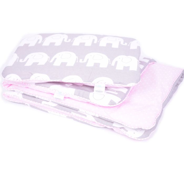 Komplekts ratiņiem "Elephants" sega 60x75cm un spilvens 35x25cm