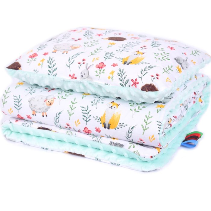 Komplekts "Little Friends" pleds 100x75cm un spilvens 30x40cm