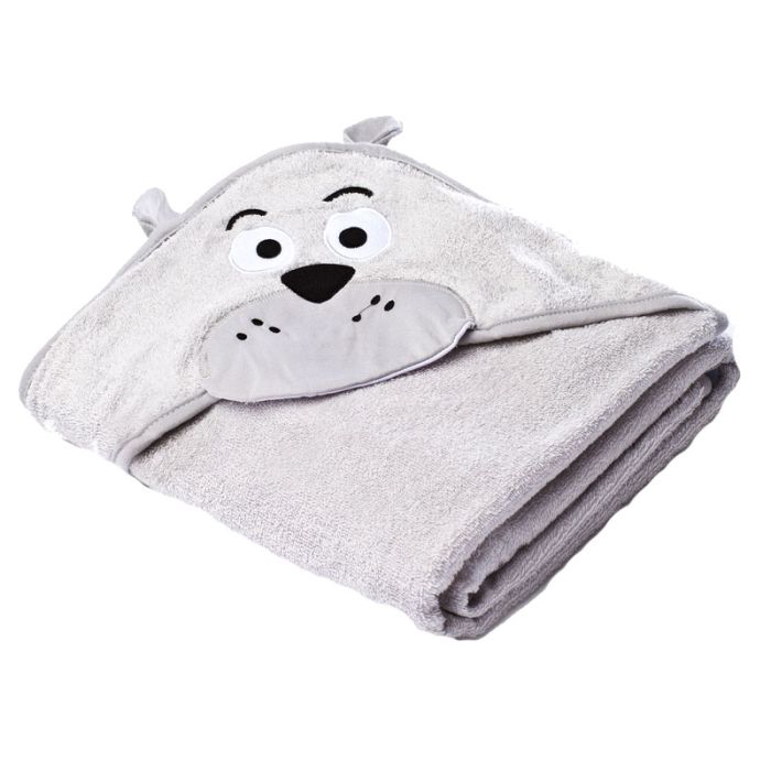 3D dvielis mazulim "Bear" ar galvassegu 100x100cm "frotte", pelēkā krāsā