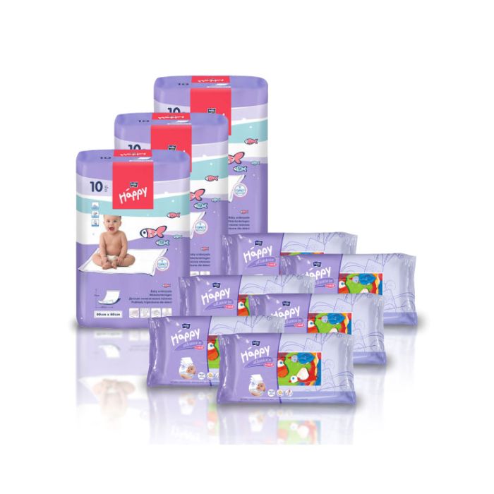 3gab. Vienreizliet. absorbējošie paladziņi Bella + 6gab. Mitrās salvetes Bella Baby ar allantoīnu
