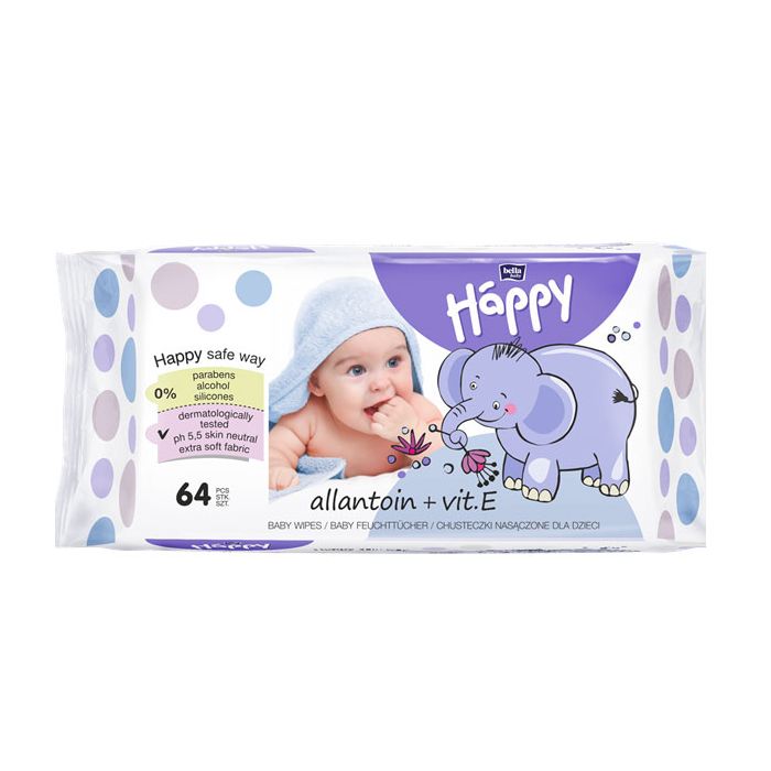 Mitrās salvetes Bella Happy ar allantoīnu 64gab.