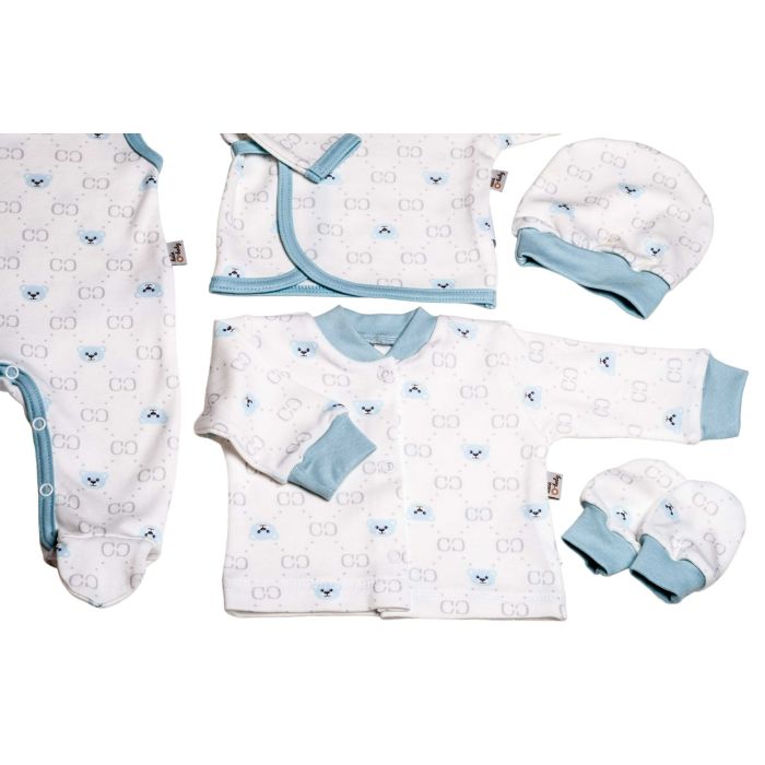 Bērnu komplektiņš no 5 daļam "Bear glamour" 5 dalių balts