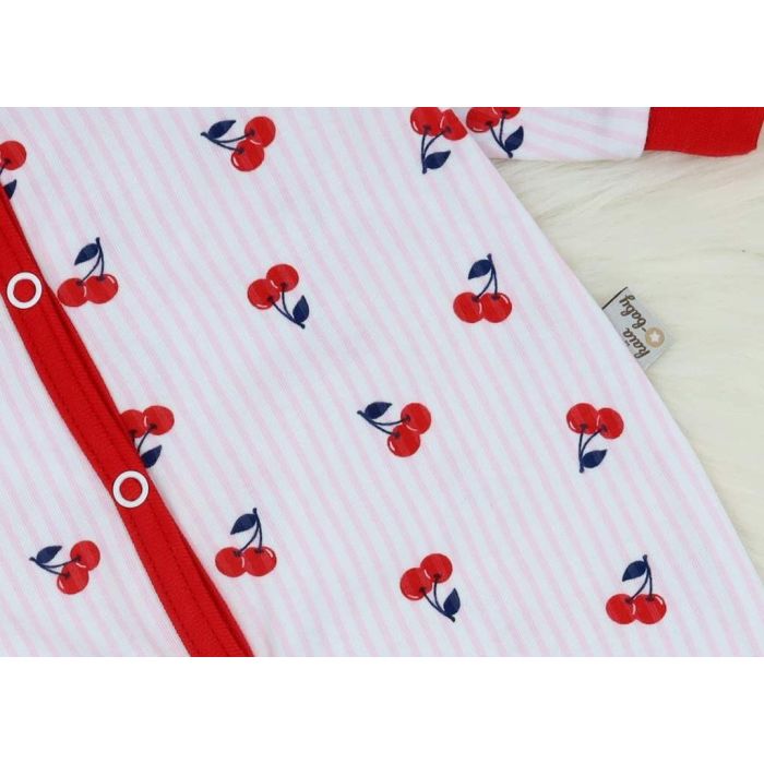 Zīdaiņu kokvilnas rāpulītis ar piedurknēm  "Cherry" 
