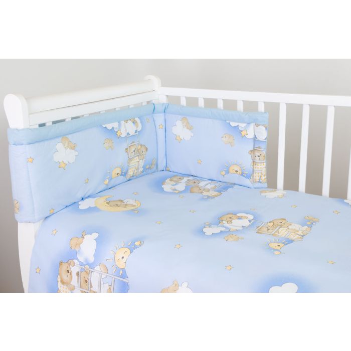 Gultasveļas komplekts ar aizsardzību "Mākonīši" zils