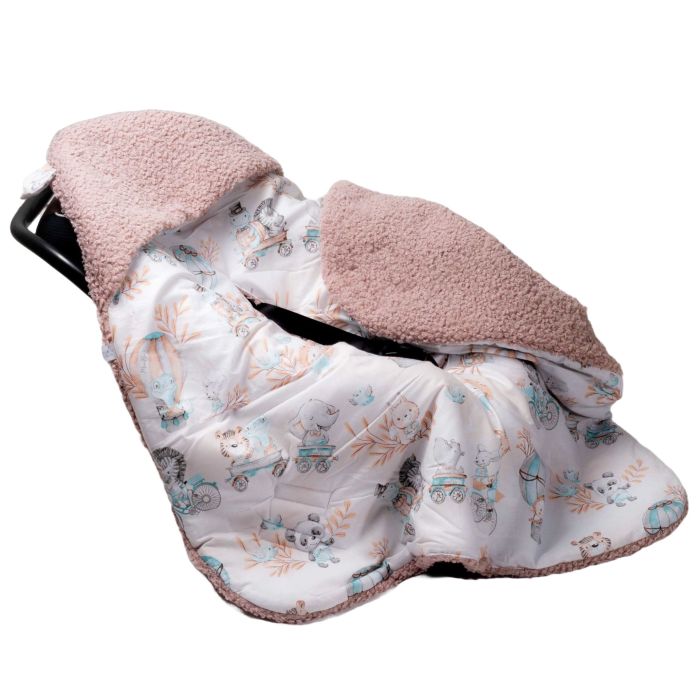 Apsildāms guļammaiss autokrēsliņa  "Blush zoo nugat" 90x90 cm 