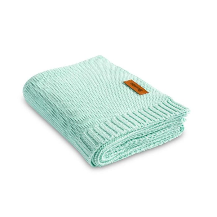 Adīts bambusa viskoze - kokvilnas pleds "Bamboo" 100x80 cm tirkīza