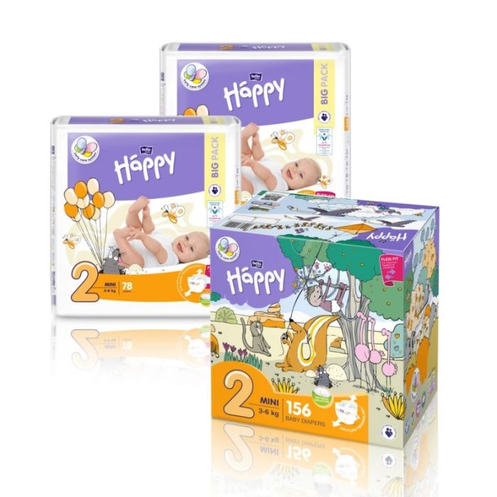 Autiņbiksītes BELLA Mini "2" 3-6 kg 156 gab.