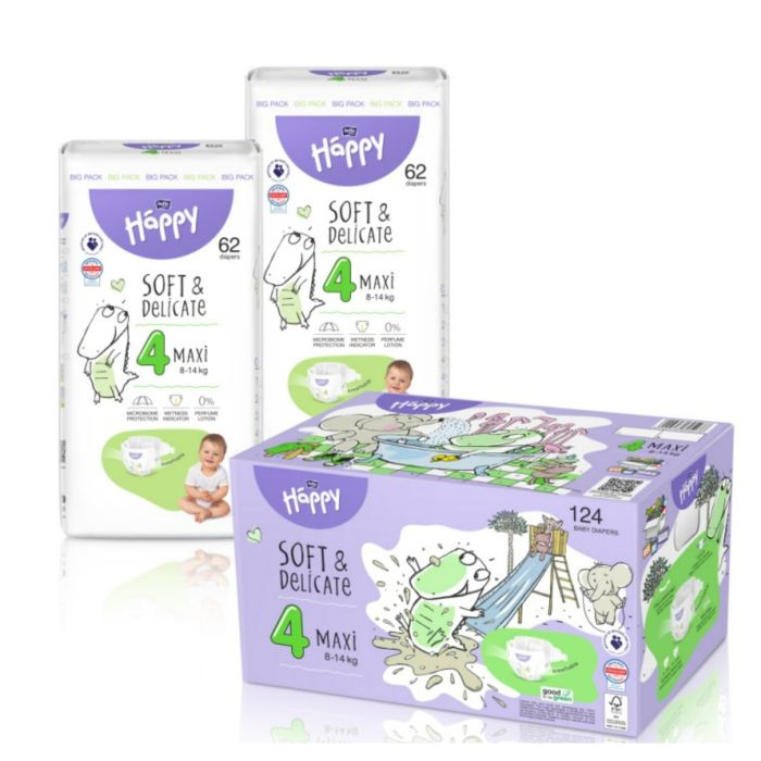 Autiņbiksītes bērniem BELLA Maxi "4" 8-14 kg 124 gab. Soft&Delicate