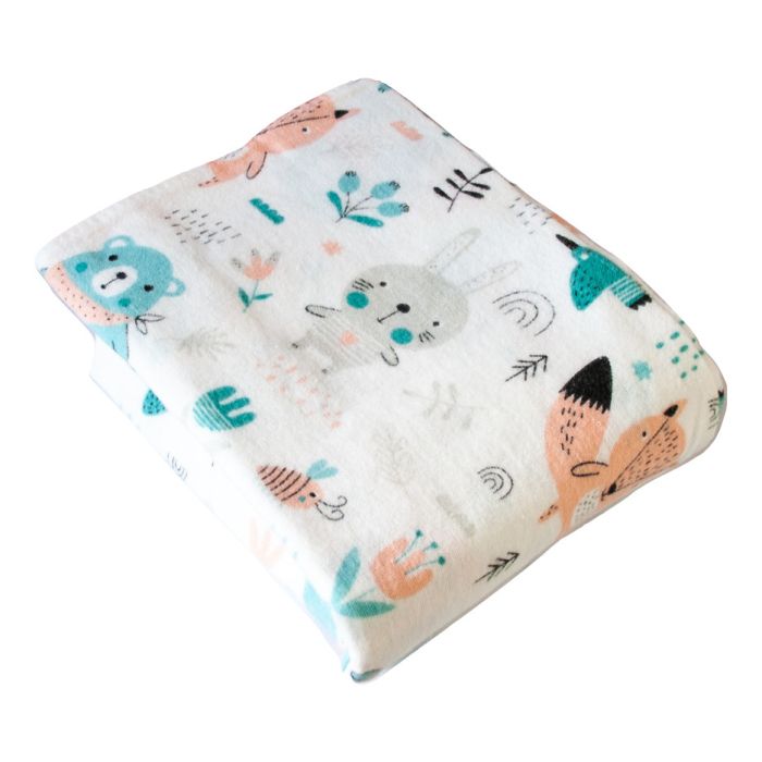 Autiņš flanēļa "Forest mint" 70x80 cm, ar zīmējumu, balts 1gb.