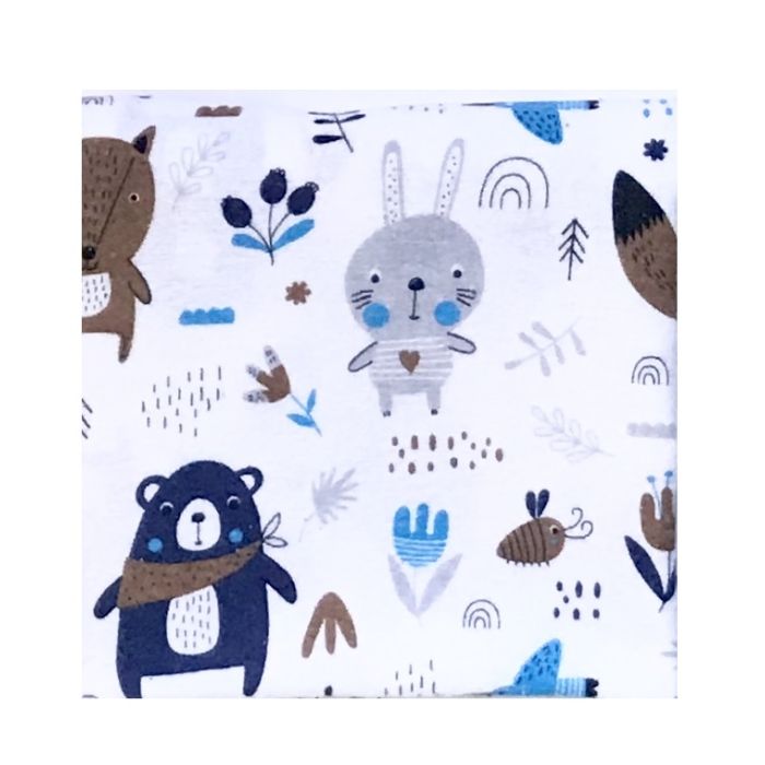 Autiņš flanēļa "Forest" 70x80 cm, ar zīmējumu, balts 1gb.