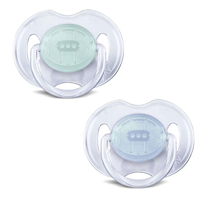 Knupīši AVENT "Translucent" ortodontiski 0-6m zili-zaļi 2gab.