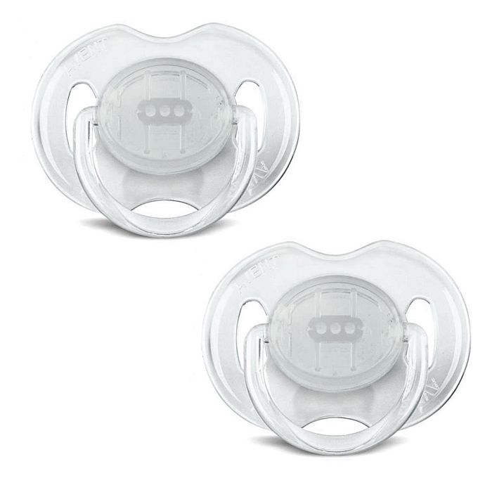Knupīši AVENT "Translucent" ortodontiski 0-6m baltā krāsā 2 gab.