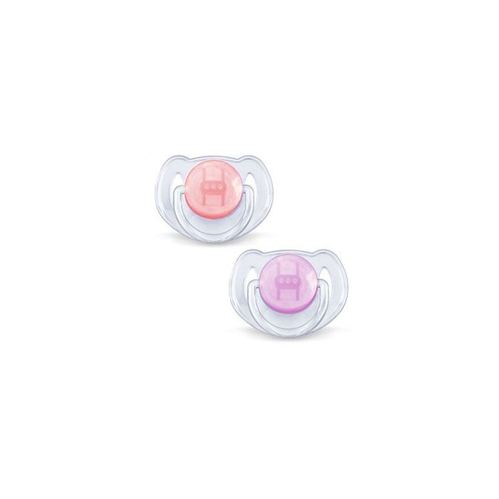 Knupītis AVENT "Translucent" ortodontisks 6-18m viol.-rozā krāsā 2gab.