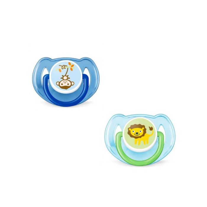 Knupīši AVENT "Classic" ortodontiskie 6-18m zilā-zaļā krāsā 2gab