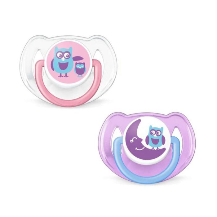 Knupīši AVENT "Classic" ortodontiskie 6-18m rozā-violet. 2gab