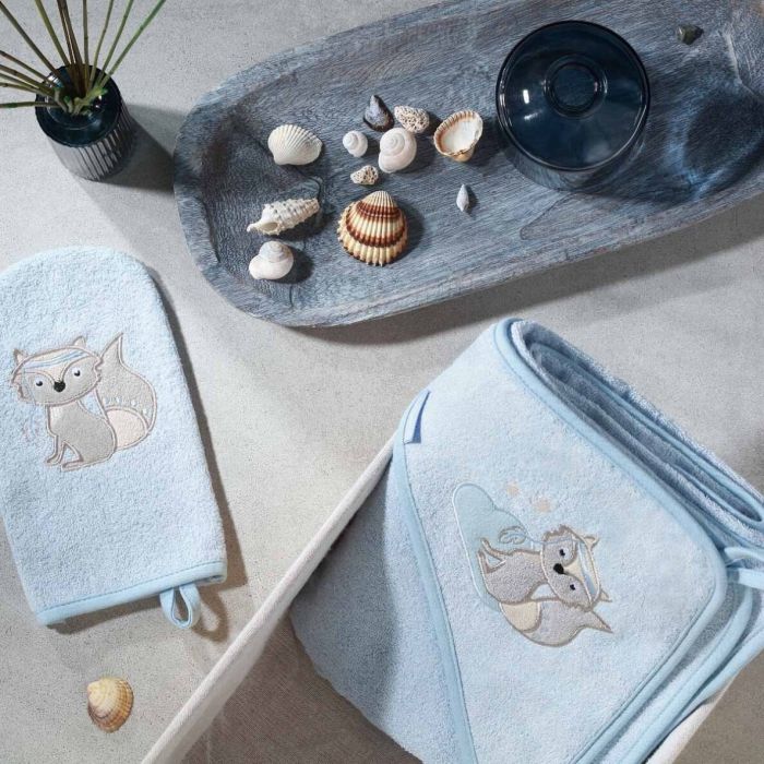 Bambusa dvielis ar kapuci Babyono 100x100cm "Foxy" zils