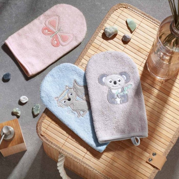 Cimdiņš bambusa bērna mazgāšanai BabyOno "Koala" pelēks