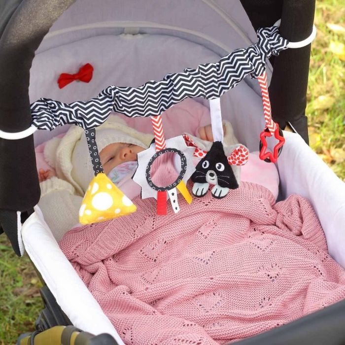 Adīts bambusa sega Babyono  "Love U" 100x75 cm rozā