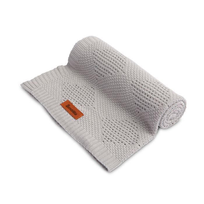 Megztas bambukinis pledukas kūdikiui 100x80 pilkas