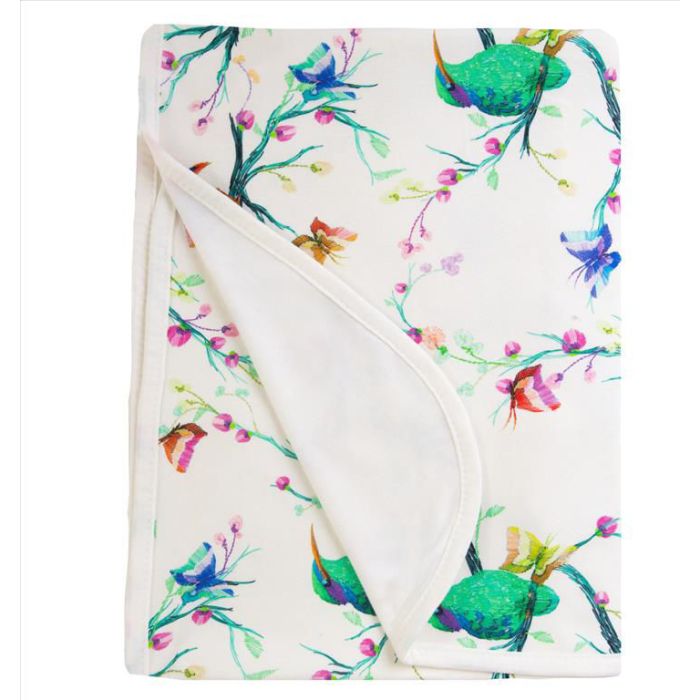 Bambusa Divpusējs pleds "Birds" 100x75cm  