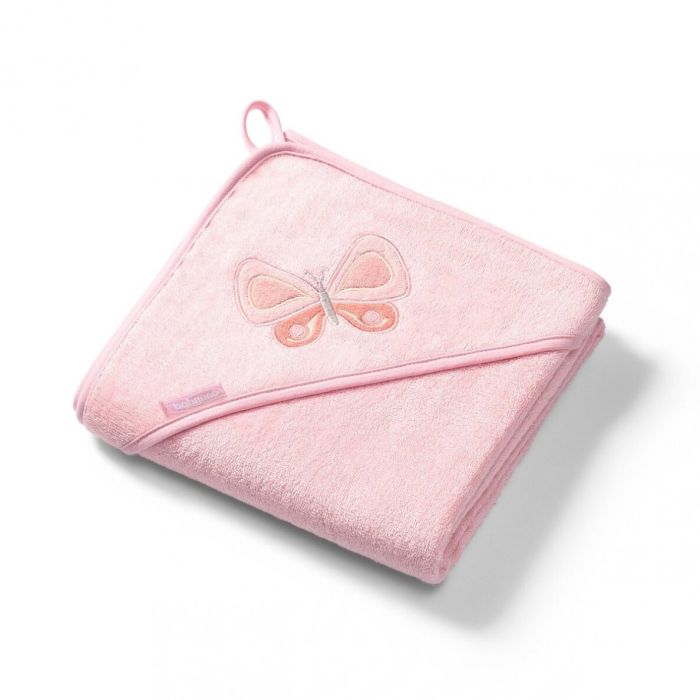 Bambusa dvielis ar kapuci Babyono 100x100cm "Butterfly" rozā