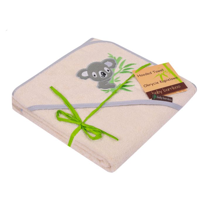 Bambusa dvielis ar kapuci 100x100cm  "Koala" bēšs