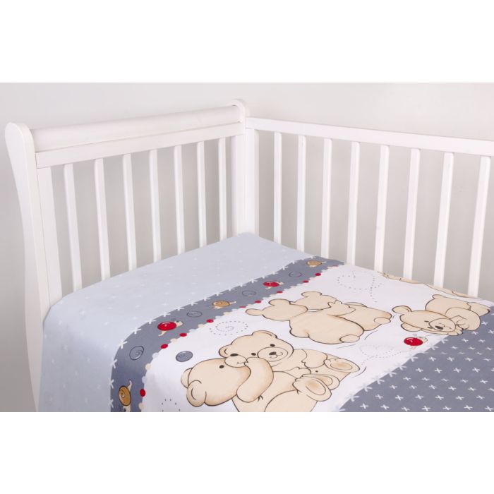 Pārvalku komplekts 135x100 "Lācīši", pelēks