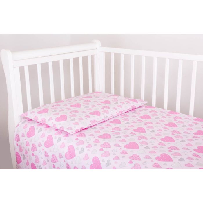 Pārvalku komplekts 135x100 "Sirsniņas" rozā