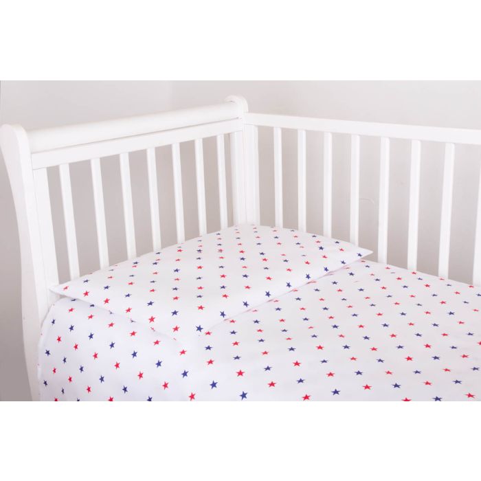 Pārvalku komplekts 135x100 "Zvaigznītes" zils-sarkans