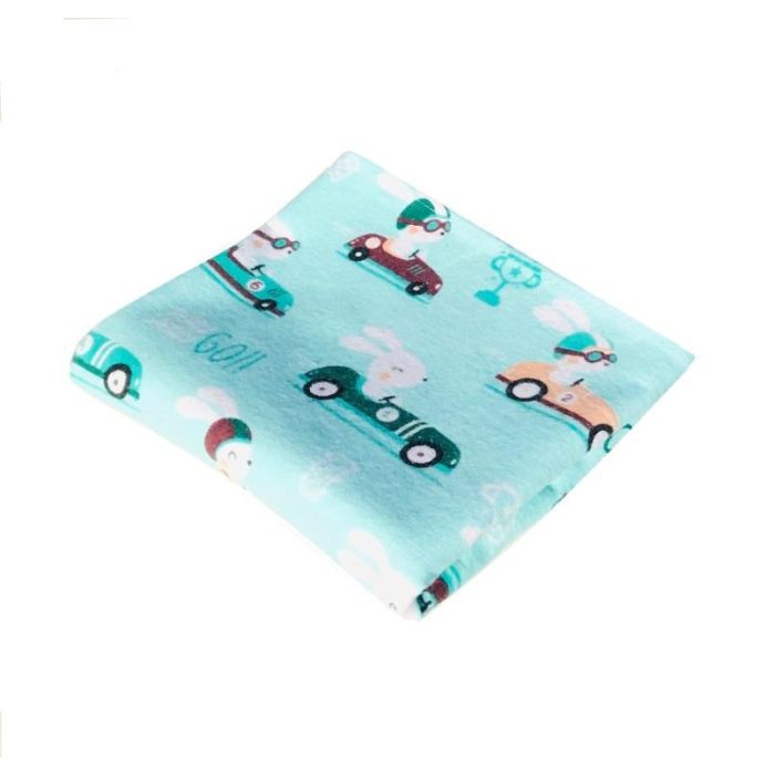 Autiņš flanēļa "Bunny go" 70x80 cm, ar zīmējumu,  1gb.