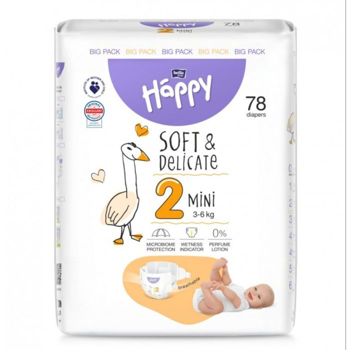 Autiņbiksītes bērniem BELLA Mini 2 3-6kg 78 gab. Soft&Delicate 