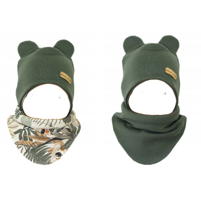 Zīdaiņu cepurīte ar šalli "Love" - KHAKI
