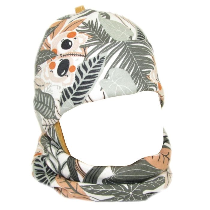 Zīdaiņu cepurīte ar šalli  "Cosy" - tropics brown