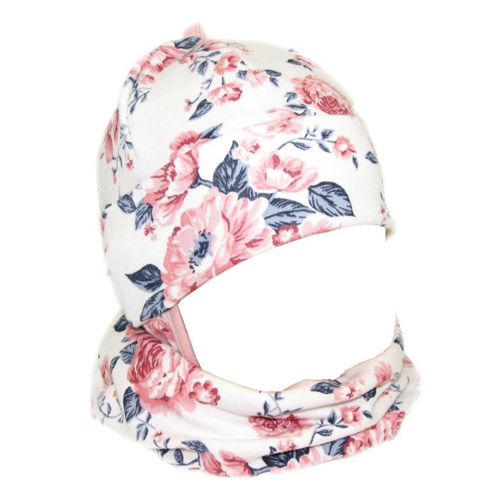 Zīdaiņu cepurīte ar šalli   "Cosy" - English rose