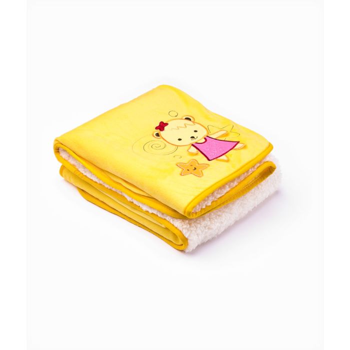 Pleds "Meža draugi" 100x75cm no mirofibras dzeltenā krāsā