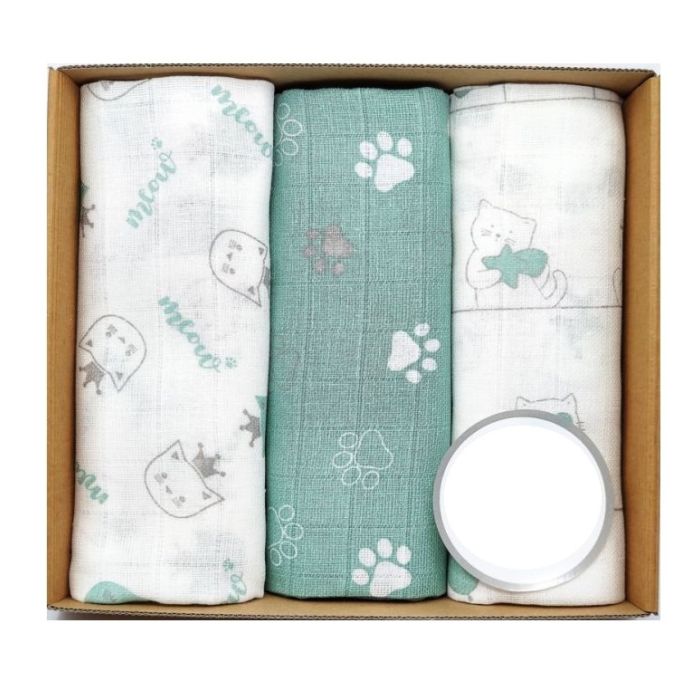 Autiņu komplekts 3 daļas "Kitty" zaļš