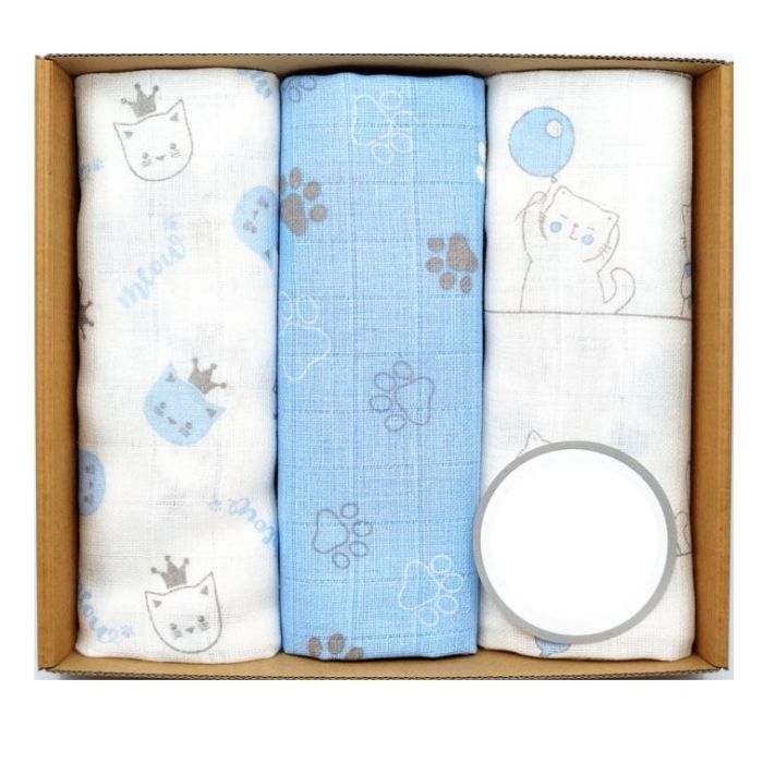 Autiņu komplekts 3 daļas "Kitty" zils