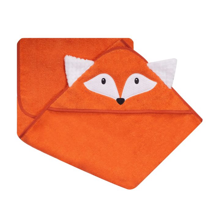 Dvielis ar kapuci  "Fox" 120x100cm oranža krāsa