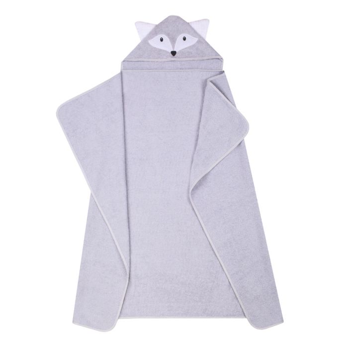 Dvielis ar kapuci  "Fox" 120x100cm  pelēks