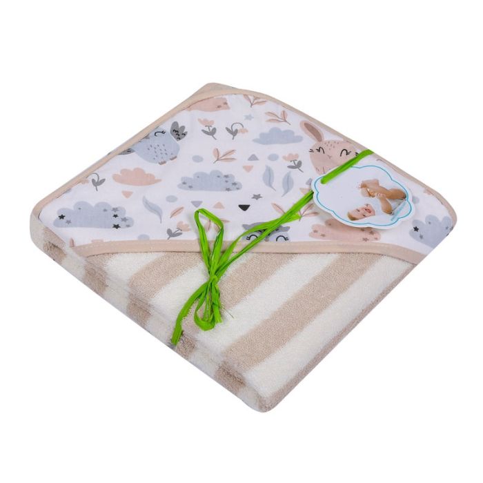 Bērnu dvielis ar kapuci "Stripes" 100x100cm  bēšs