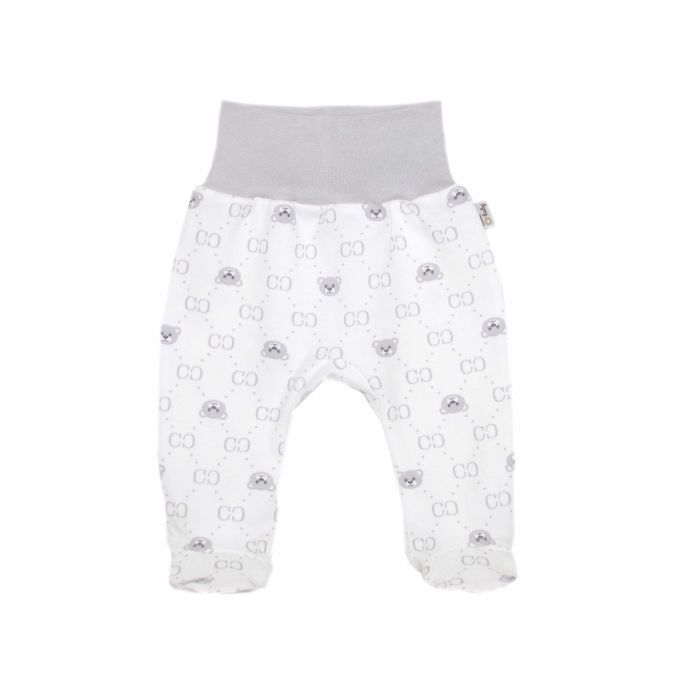 Zīdaiņu bikses "Bear glamour " balts ar pelēku, ar kājām