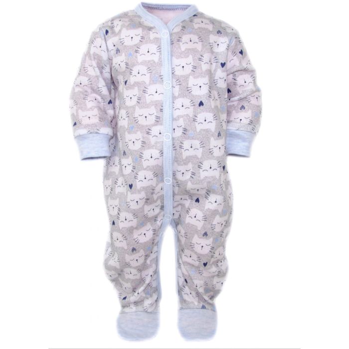 Zīdaiņu kokvilnas rāpulītis ar piedurknēm "Cats"