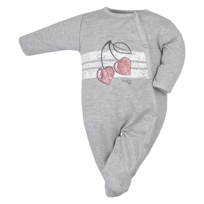 Zīdaiņu kokvilnas rāpulītis ar piedurknēm "Cherries" 