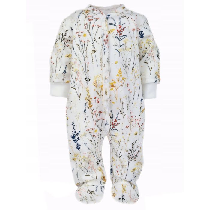 Zīdaiņu kokvilnas rāpulītis ar piedurknēm  "Flowers breeze" 