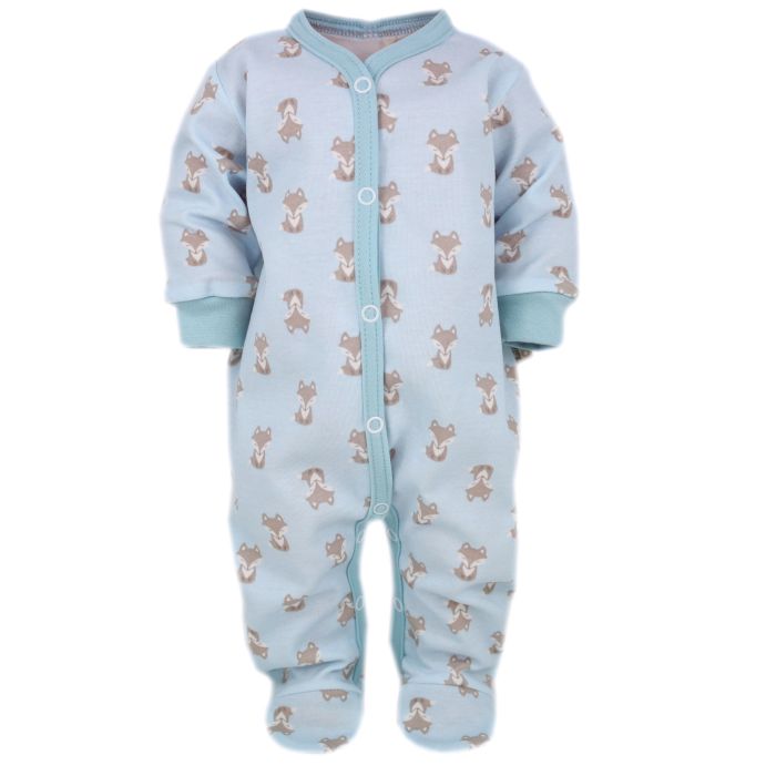 Zīdaiņu kokvilnas rāpulītis ar piedurknēm  "Fox" zils