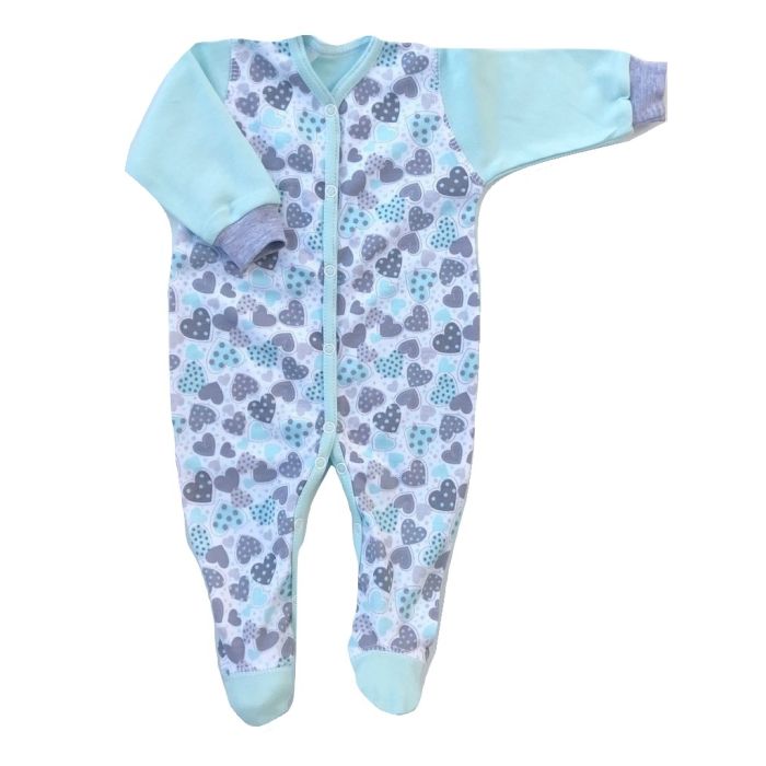 Zīdaiņu kokvilnas rāpulītis ar piedurknēm "Hearts"