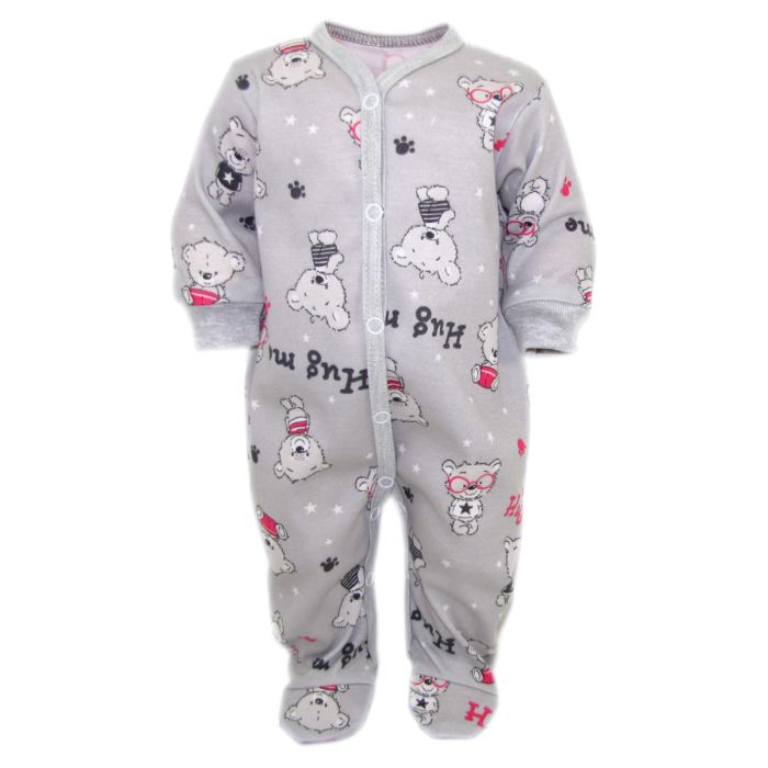 Zīdaiņu kokvilnas rāpulītis ar piedurknēm  "Hug me" pelēks