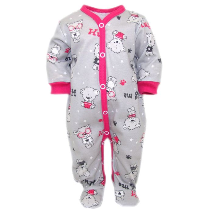 Zīdaiņu kokvilnas rāpulītis ar piedurknēm  "Hug me" ar lāčiem